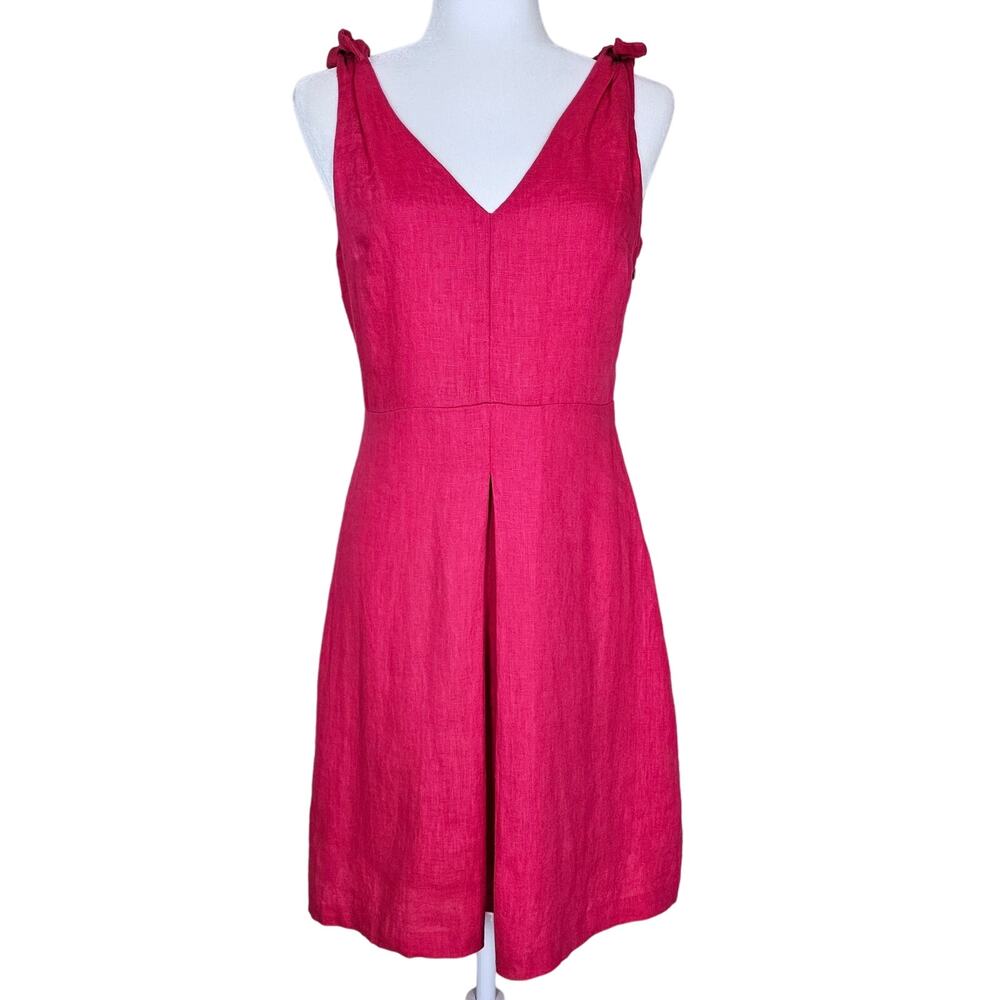 NWT GAP Hot Pink 100% Linen Tie Shoulder Dress 2